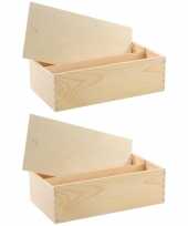 2x houten wijnkist verpakking met schuifdeksel 35 5x20x10 8 cm trend