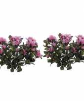2x kunstplanten azalea roze 20 cm trend