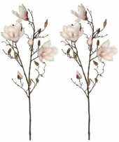 2x licht roze magnolia beverboom kunsttak kunstplant 90 cm trend