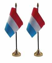 2x nederland tafelvlaggetjes 10 x 15 cm met standaard trend