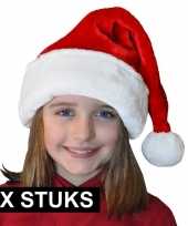 2x pluche luxe kerstmuts rood wit voor kinderen trend