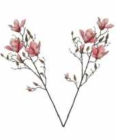 2x roze magnolia beverboom kunsttakken kunstplanten 90 cm trend