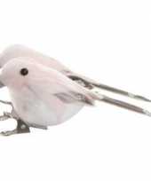 2x roze vogels kerstversiering clip decoraties 4 cm trend