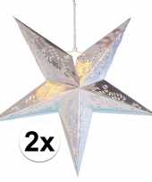 2x stuks decoratie sterren lampionnen zilver van 60 cm trend