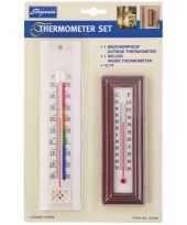 2x thermometers set voor binnen en buiten trend