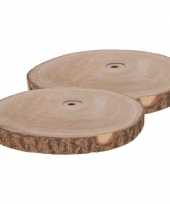 2x woondecoratie ronde boomschijven 35 cm van paulowna hout trend