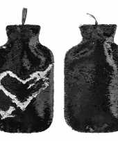 2x zwarte zilveren kruiken met omkeerbare pailletten 2 liter trend