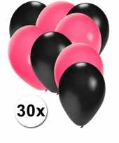 30x ballonnen sweet 16 zwart en roze trend