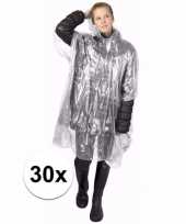 30x transparante poncho met capuchon voor volwassenen trend
