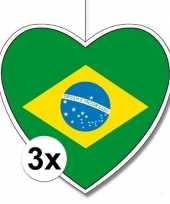 3x brazili hangdecoratie harten 28 cm trend