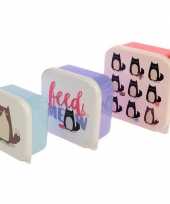 3x broodtrommel lunchbox katten poezen print trend