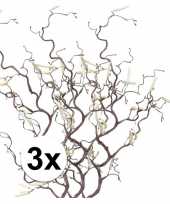 3x bruine kronkelhazelaar kunstbloemen tak 66 cm trend