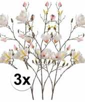 3x creme magnolia kunstbloemen tak 105 cm trend
