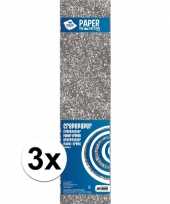3x crepe alu papier glitter zilver 150 x 50 cm knutsel materiaal trend
