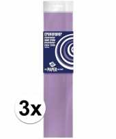 3x crepe papier plat lila paars 250 x 50 cm knutsel materiaal trend