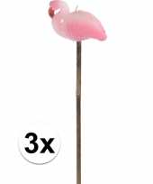 3x flamingo tuinfakkels kaarsen 60 cm trend