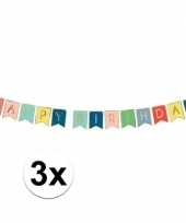 3x gekleurde diy feest slingers happy birthday 1 75 meter trend