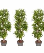 3x groene dracaena reflexa kunstplanten 120 cm voor binnen trend