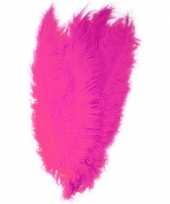 3x grote decoratie veren struisvogelveren fuchsia roze 50 cm trend