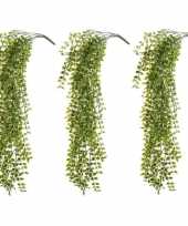 3x kantoor uv kunstplanten groene ficus hangplant tak 80 cm trend