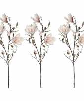 3x licht roze magnolia beverboom kunsttak kunstplant 90 cm trend