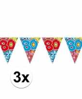 3x mini vlaggenlijn slinger verjaardag versiering 80 jaar trend