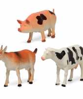 3x plastic boerderij dieren speelgoed figuren 17 cm voor kinderen trend