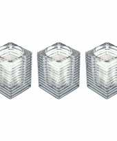 3x transparante kaarsenhouders met kaars 7 x 10 cm 24 branduren trend