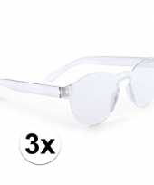 3x transparante verkleed zonnebrillen voor volwassenen trend