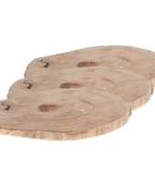 3x woondecoratie teak houten boomschijven 23 x 2 cm trend
