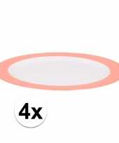 4 x bord plat melamine wit met oranje rand 23 cm trend