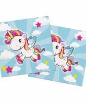 40x eenhoorn themafeest servetten gekleurd 33 x 33 cm papier trend