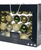 42x glazen kerstballen groen goud tinten 5 6 7 cm trend