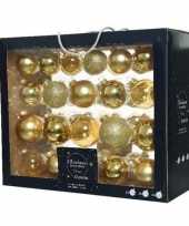 42x gouden glazen kerstballen 5 6 7 cm mat glans glitter trend