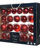 42x kerst rode glazen kerstballen 5 6 7 cm mat glans glitter trend