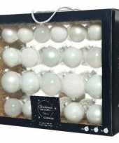 42x winter witte glazen kerstballen 5 6 7 cm mat glans glitter trend