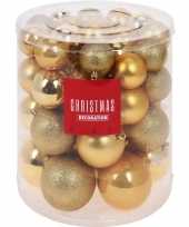 44x gouden kerstballen 5 6 7 8 cm kunststof mat glans glitter trend
