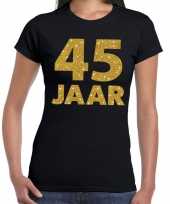 45 jaar goud glitter verjaardag jubileum kado shirt zwart dames trend