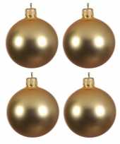 4x gouden glazen kerstballen 10 cm mat trend