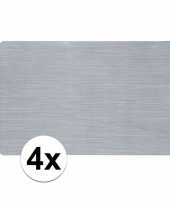 4x kunststof onderlegger zilver 43 x 28 cm trend
