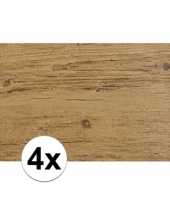 4x placemats in donkerbruin woodlook print 45 x 30 cm trend