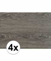 4x placemats in donkergrijs woodlook print 45 x 30 cm trend