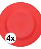 4x plat stevig ontbijtbord voor kinderen rood 17 5 cm trend