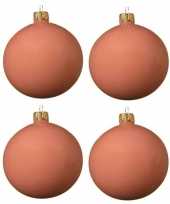 4x roze glazen kerstballen 10 cm mat trend