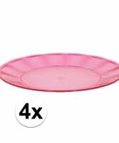 4x roze plastic bord 25 cm trend