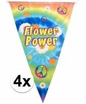 4x vlaggenlijnen flower power hippie feest decoratie 5 meter trend