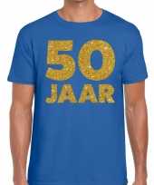 50 jaar glitter verjaardag t-shirt blauw heren trend