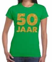 50 jaar goud glitter verjaardag jubileum kado shirt groen dames trend