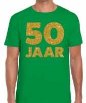 50 jaar goud glitter verjaardag t-shirt groen heren trend