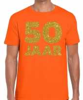 50 jaar goud glitter verjaardag t-shirt oranje heren trend